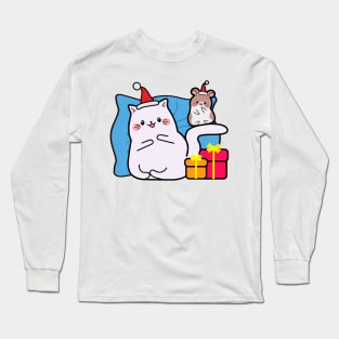 Kawaii style, Christmas, new year, mouse and cat kawaii, gifts Long Sleeve T-Shirt